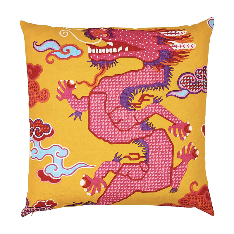 Magical Ming Dragon Pillow - Yellow & Red by Schumacher Pillow