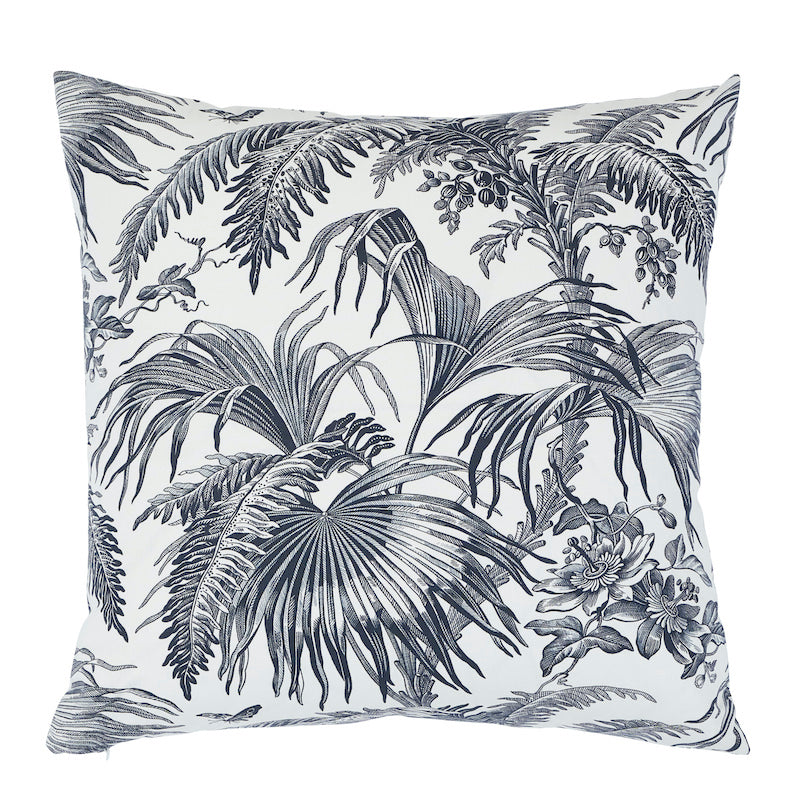 Toile Tropique Pillow - Black by Schumacher Pillow
