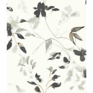 Linden Flower Black Wallpaper by York Wallcoverings