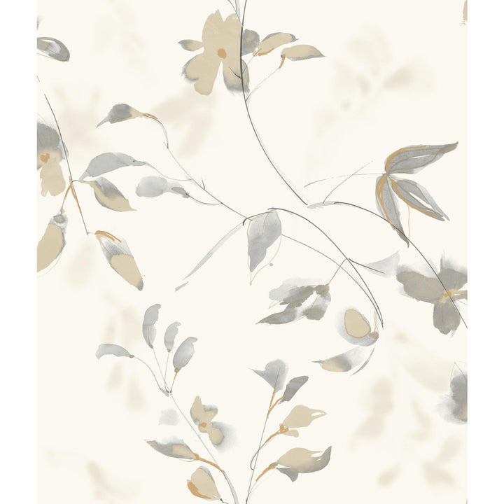 Linden Flower Tan Wallpaper by York Wallcoverings Candice Olson Tranquil Covers about 56.4 square feet 20.5-in by 33-ft long roll Unpasted 24 - Fabric Carolina -