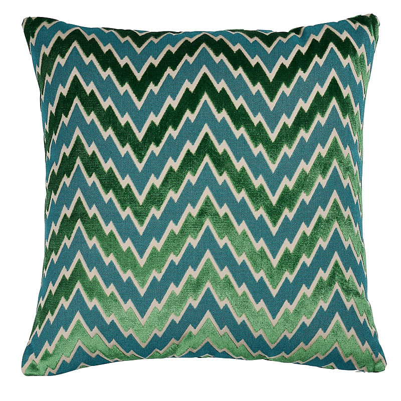 Florentine Chevron Pillow - Emerald by Schumacher Pillow