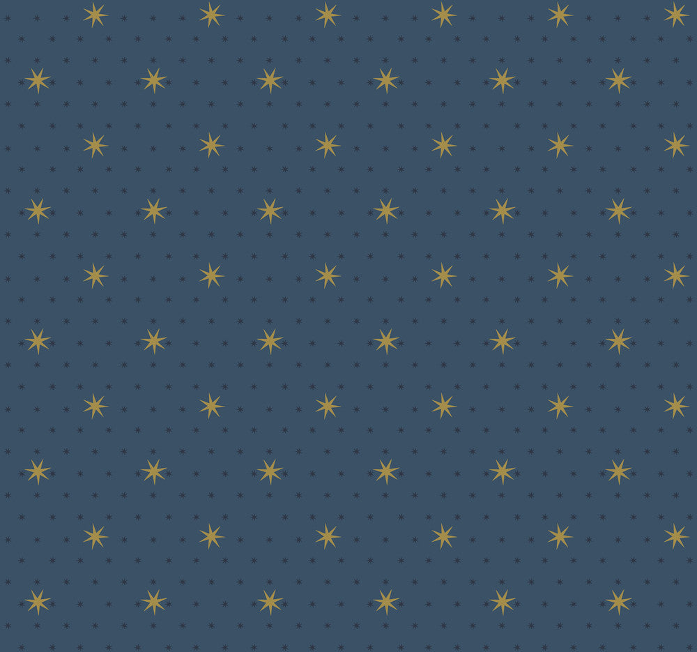 Stella Star Navy Metallic Wallpaper by Inspired by Color Blues II Covers about 60.8 square feet 27-in by 27-ft long roll Unpasted 25.25 - Fabric Carolina -
