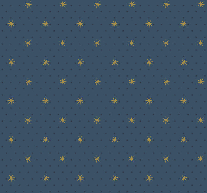 Stella Star Navy Metallic Wallpaper by Inspired by Color Blues II Covers about 60.8 square feet 27-in by 27-ft long roll Unpasted 25.25 - Fabric Carolina -