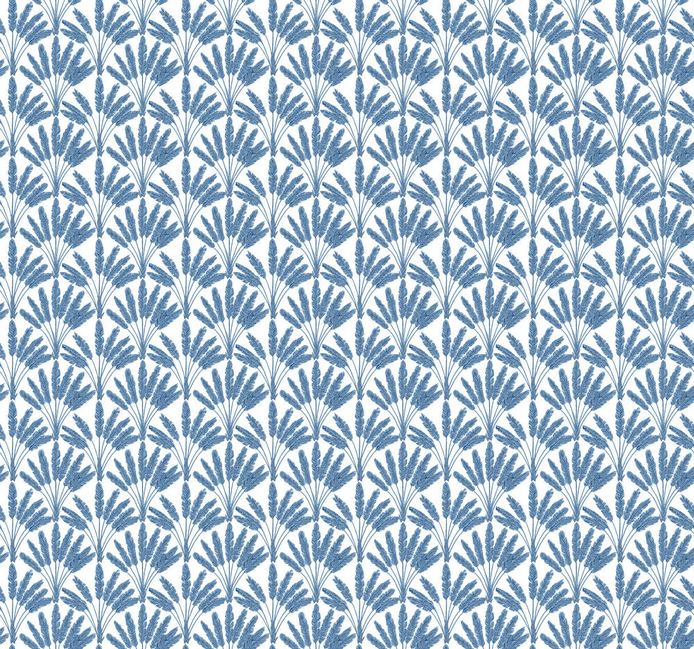 Blue Frond Fan Wallpaper by York Wallcoverings Small Prints Resource Library Covers about 60.8 square feet 27-in by 27-ft long roll Unpasted 25.25 - Fabric Carolina -