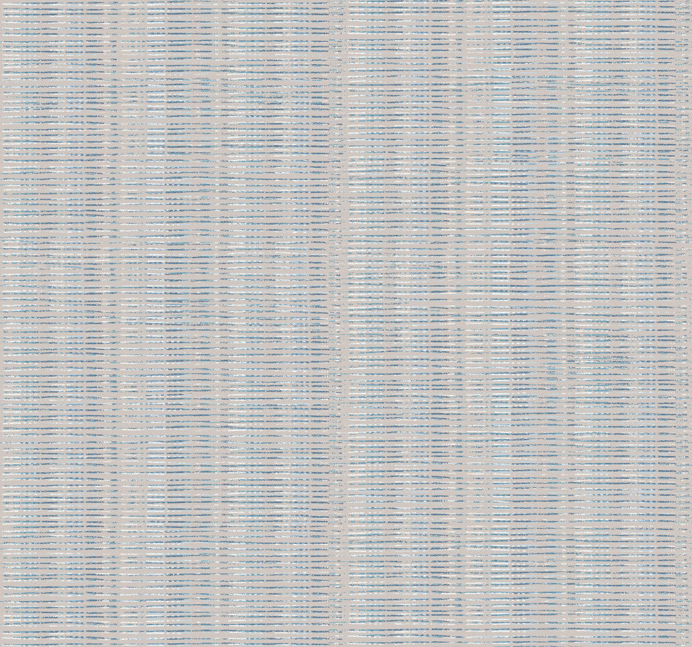 Broken Boucle Stripe Putty & Blue Wallpaper by Inspired by Color Blues II Covers about 60.8 square feet 27-in by 27-ft long roll Prepasted 25.25 - Fabric Carolina -