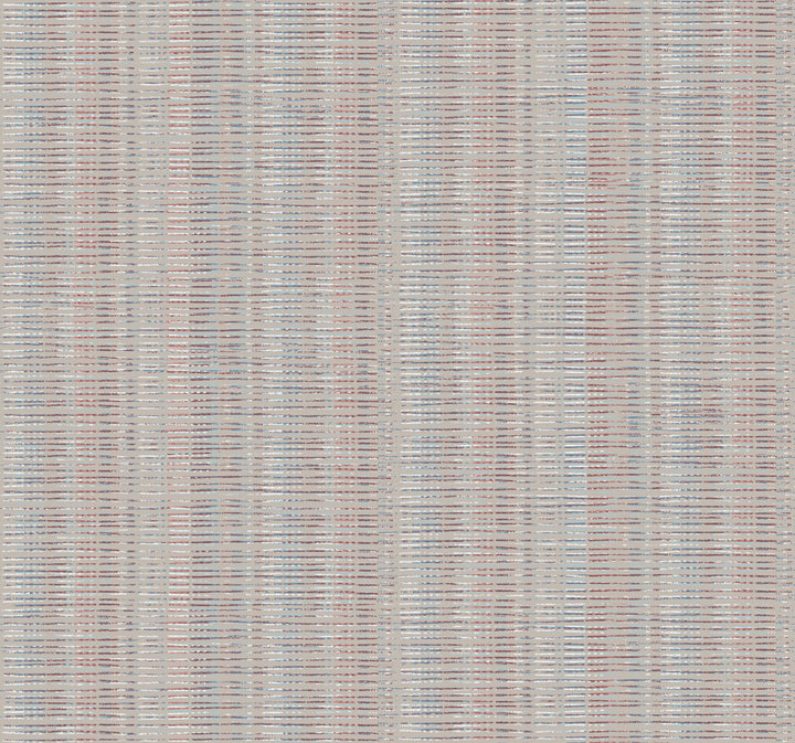Red & Blue Broken Boucle Stripe Wallpaper by York Wallcoverings Stripes Resource Library Covers about 60.8 square feet 27-in by 27-ft long roll Prepasted 25.25 - Fabric Carolina -