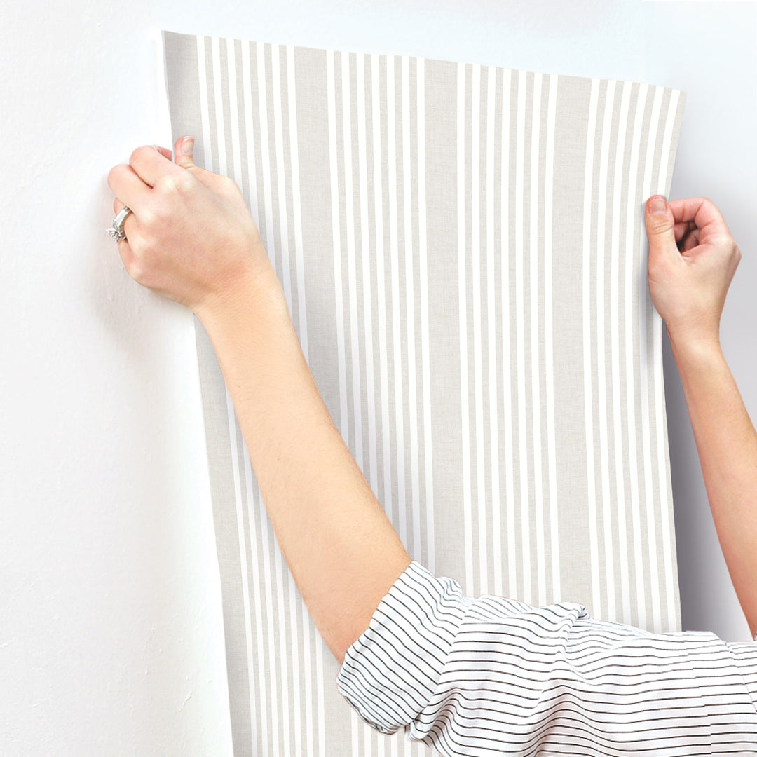 French Soft Linen Stripe Wallpaper by Magnolia Home Designer