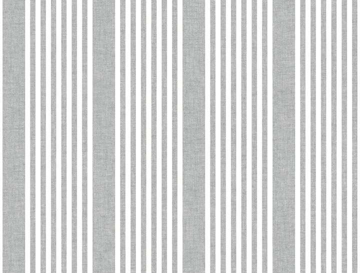 French Charcoal Linen Stripe Wallpaper by Magnolia Home Magnolia Home 4 Covers about 60.8 square feet 27-in by 27-ft long roll Prepasted 0 - Fabric Carolina -