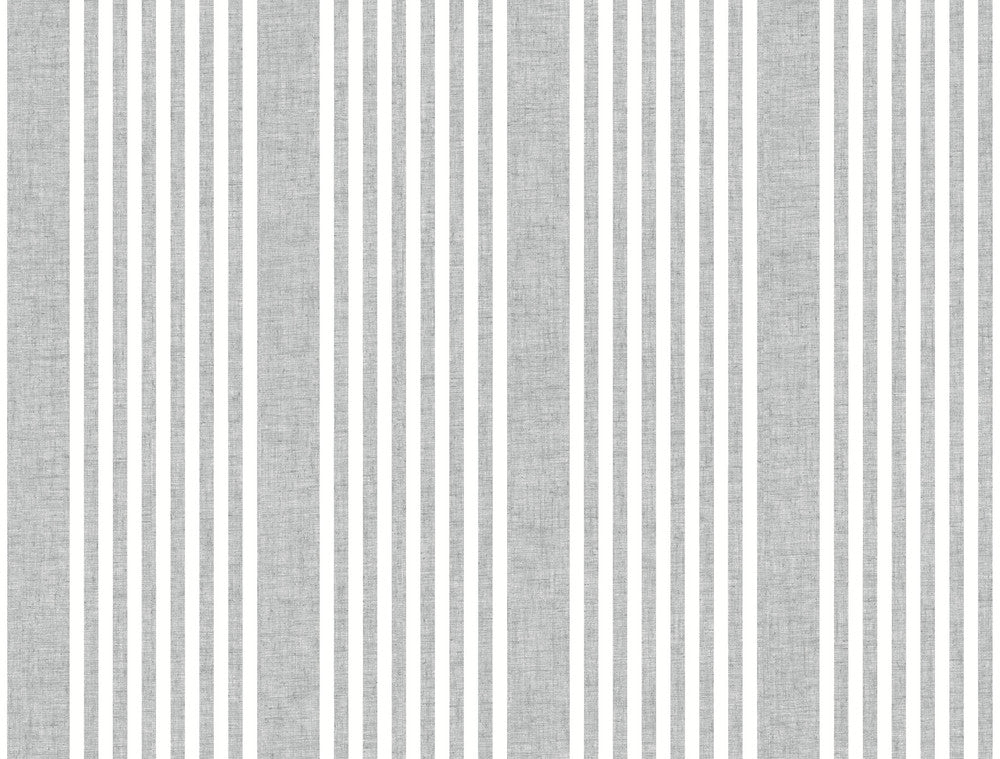 French Linen Stripe Charcoal Wallpaper by Inspired by Color Black & White, III Covers about 60.8 square feet 27-in by 27-ft long roll Prepasted 0 - Fabric Carolina -