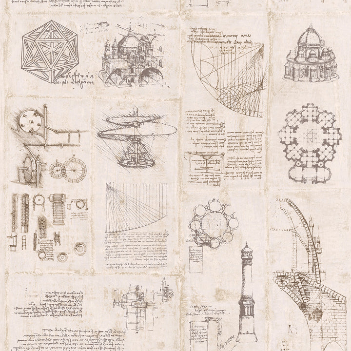 Schizzi Papiro Beige Sketch Wallpaper by Sirpi Sirpi Covers about 74.3 square feet 27-in by 33-ft long roll Unpasted 27.56 - Fabric Carolina -