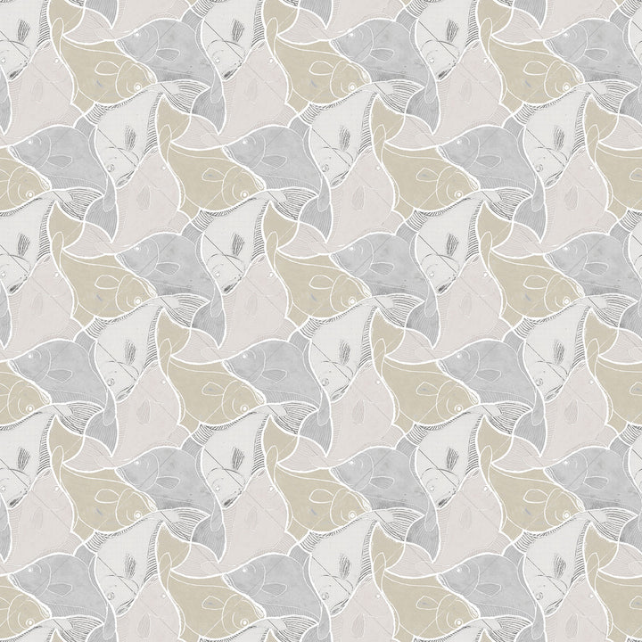 Katya Grey Fish Wallpaper by Sirpi Sirpi Covers about 74.3 square feet 27-in by 33-ft long roll Unpasted 9.25 - Fabric Carolina -