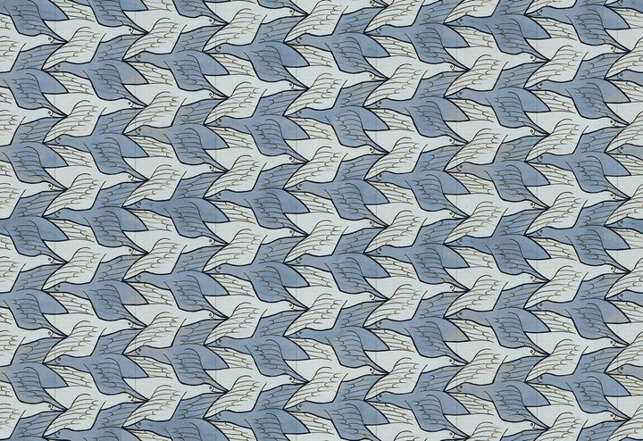Alyssa Light Blue Birds Wallpaper by Sirpi Sirpi Covers about 74.3 square feet 27-in by 33-ft long roll Unpasted 3.15 - Fabric Carolina -