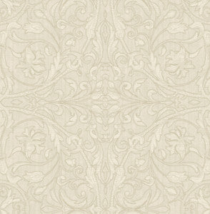 Fenice Beige Scroll Wallpaper by Sirpi