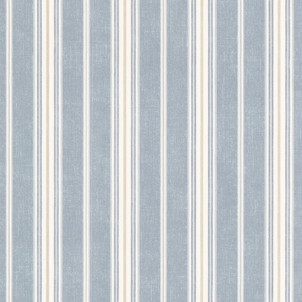Jonesport Denim Cabin Stripe Wallpaper by Chesapeake Stripes By Chesapeake Covers about 56.4 square feet 20.5-in by 33-ft long roll Prepasted 0 - Fabric Carolina -