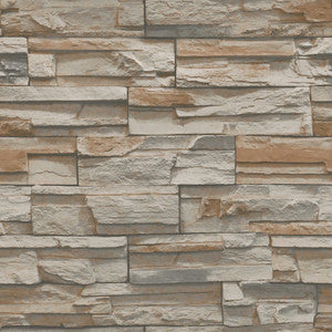 Flat Stone Brown & Grey Wallpaper by York Wallcoverings