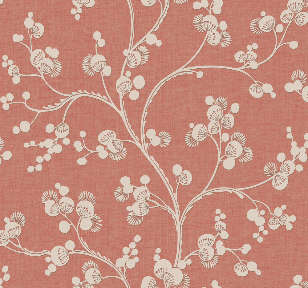 Dahlia Trail Burnt Orange Wallpaper by York Wallcoverings Silhouettes Covers about 60.8 square feet 27-in by 27-ft long roll Prepasted 25.25 - Fabric Carolina -