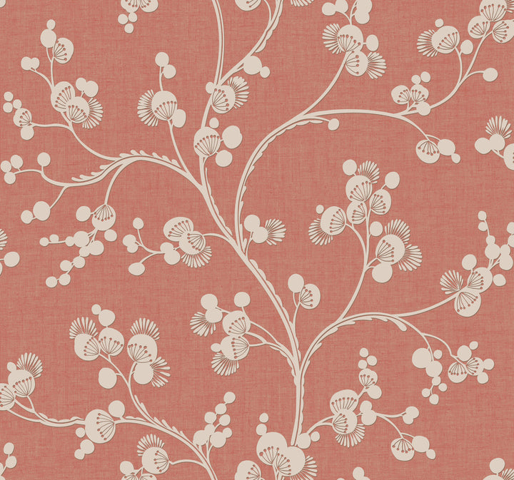 Dahlia Trail Burnt Orange Wallpaper by York Wallcoverings Silhouettes Covers about 60.8 square feet 27-in by 27-ft long roll Prepasted 25.25 - Fabric Carolina -