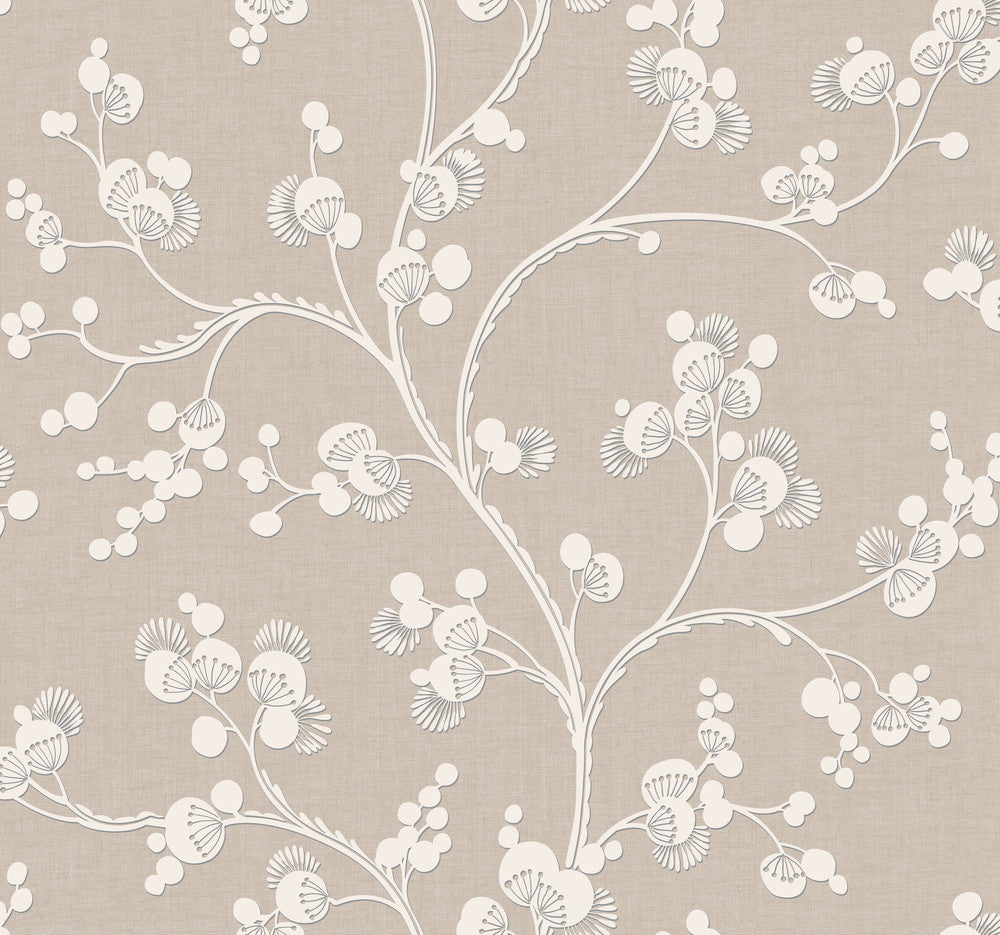Dahlia Trail Off White Wallpaper by York Wallcoverings Silhouettes Covers about 60.8 square feet 27-in by 27-ft long roll Prepasted 25.25 - Fabric Carolina -