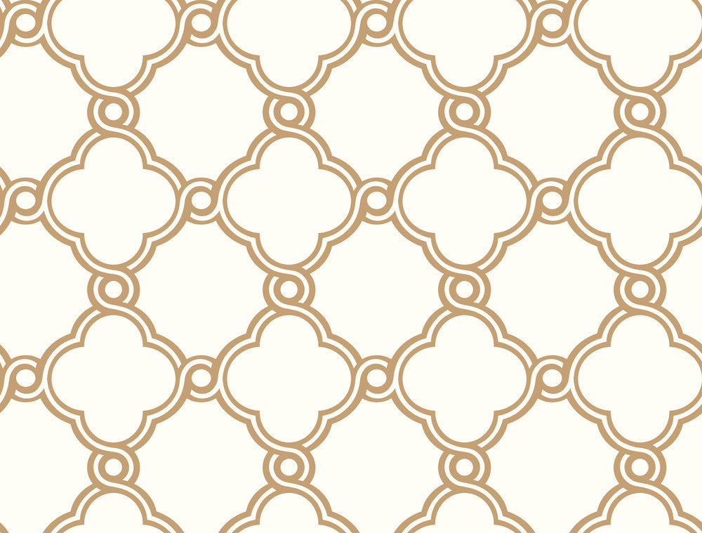 Open Trellis Gold Metallic Wallpaper by York Wallcoverings Shimmering Finishes Covers about 60.8 square feet 27-in by 27-ft long roll Prepasted 6.75 - Fabric Carolina -