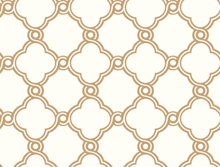 Open Trellis Gold Metallic Wallpaper by York Wallcoverings Shimmering Finishes Covers about 60.8 square feet 27-in by 27-ft long roll Prepasted 6.75 - Fabric Carolina -