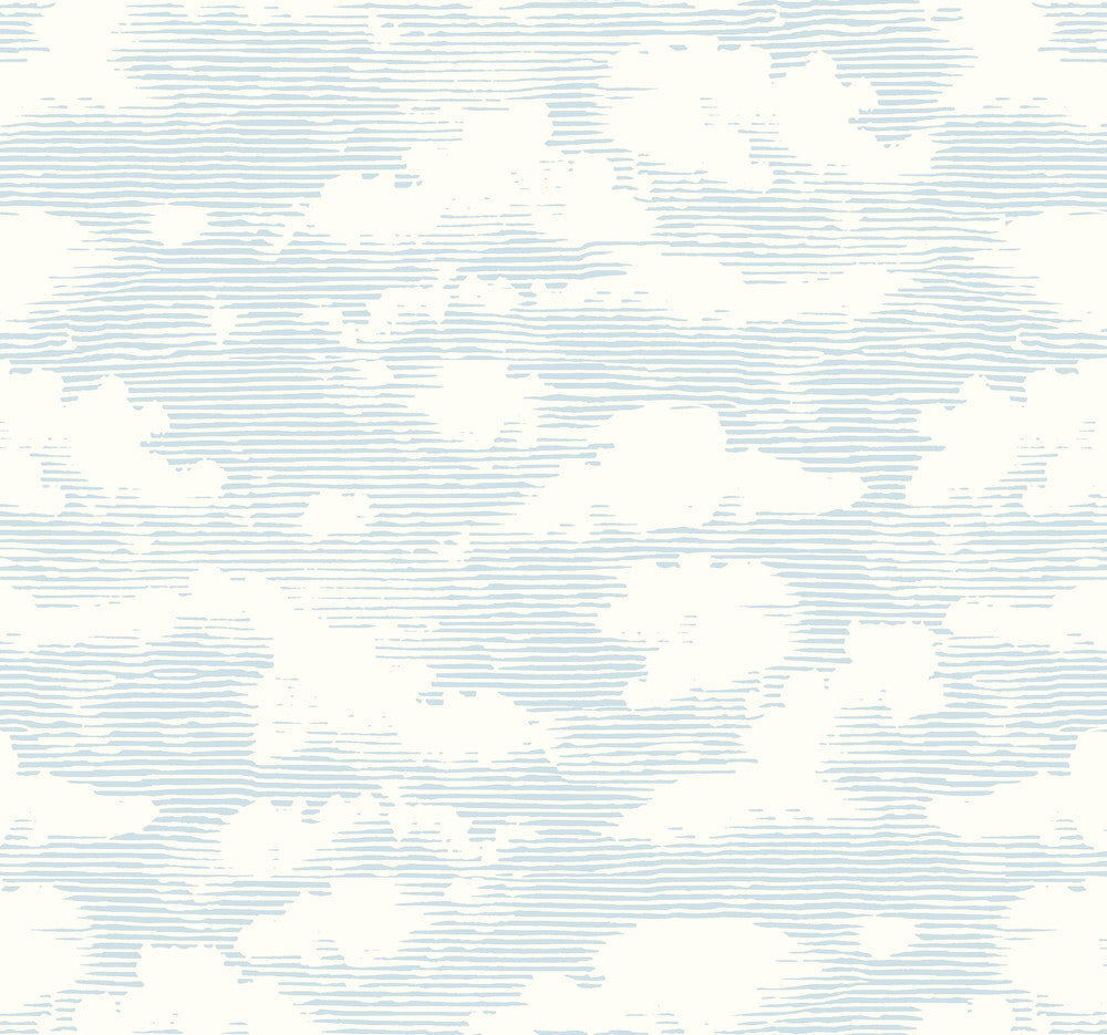 Cloud Cover Blue Wallpaper by York Wallcoverings Silhouettes Covers about 60.8 square feet 27-in by 27-ft long roll Prepasted 25.25 - Fabric Carolina -