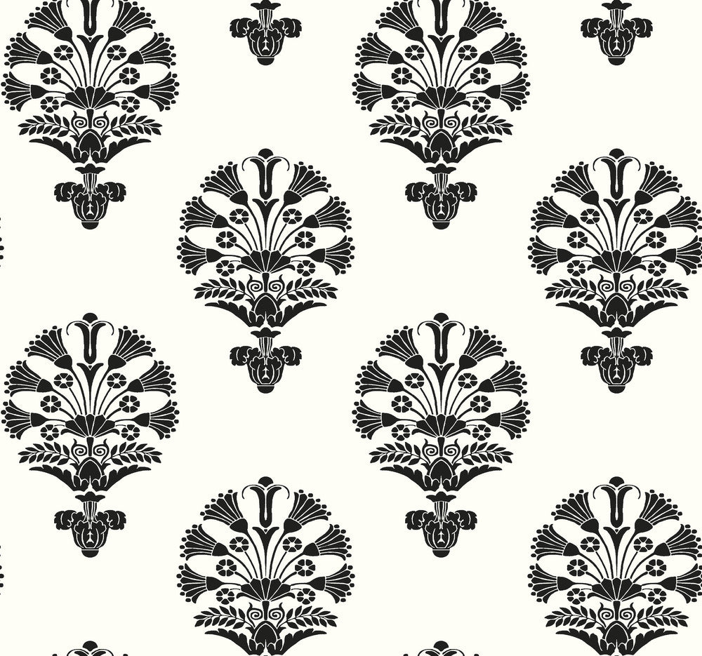 Luxor Black & White Wallpaper by York Wallcoverings Silhouettes Covers about 60.8 square feet 27-in by 27-ft long roll Unpasted 25.25 - Fabric Carolina -