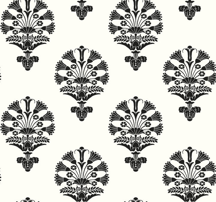 Luxor Black & White Wallpaper by York Wallcoverings Silhouettes Covers about 60.8 square feet 27-in by 27-ft long roll Unpasted 25.25 - Fabric Carolina -