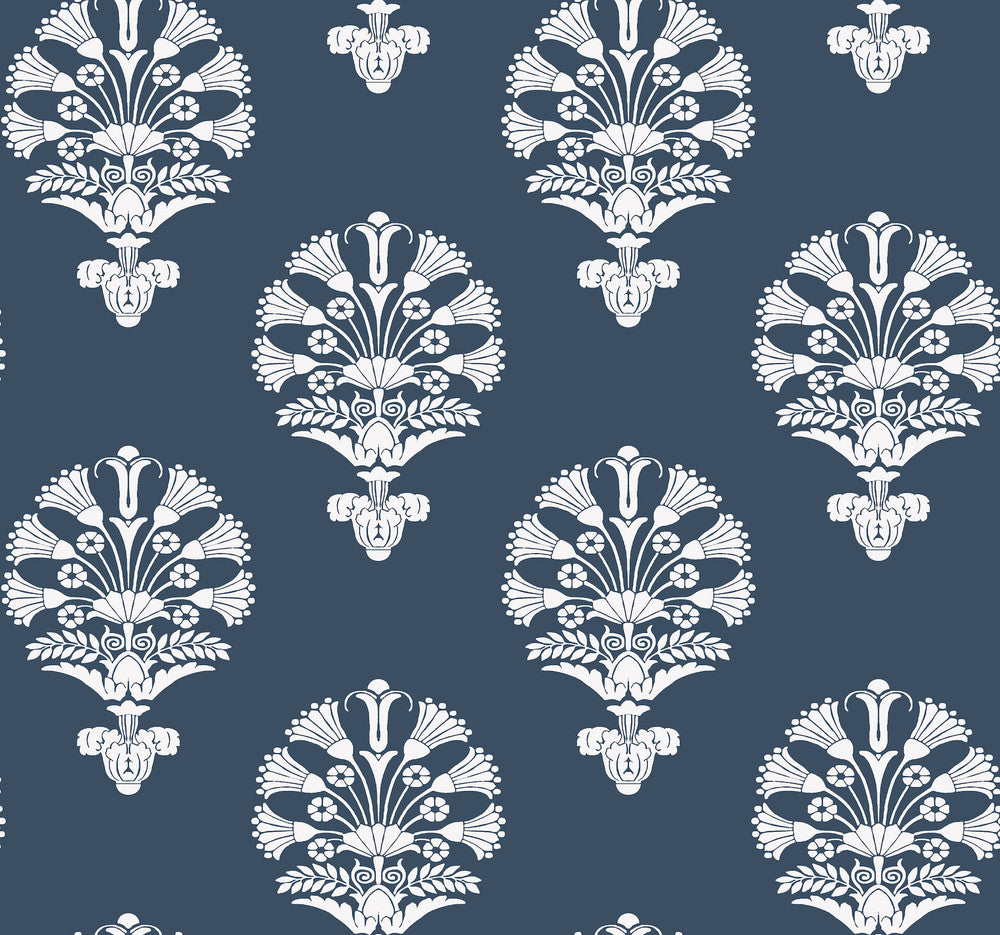 Luxor Navy Wallpaper by York Wallcoverings Silhouettes Covers about 60.8 square feet 27-in by 27-ft long roll Unpasted 25.25 - Fabric Carolina -