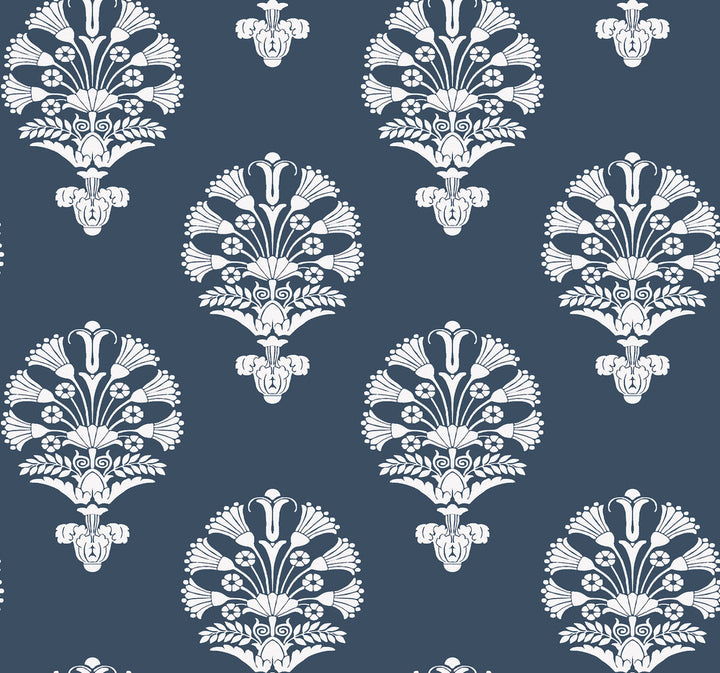 Luxor Navy Wallpaper by York Wallcoverings Silhouettes Covers about 60.8 square feet 27-in by 27-ft long roll Unpasted 25.25 - Fabric Carolina -