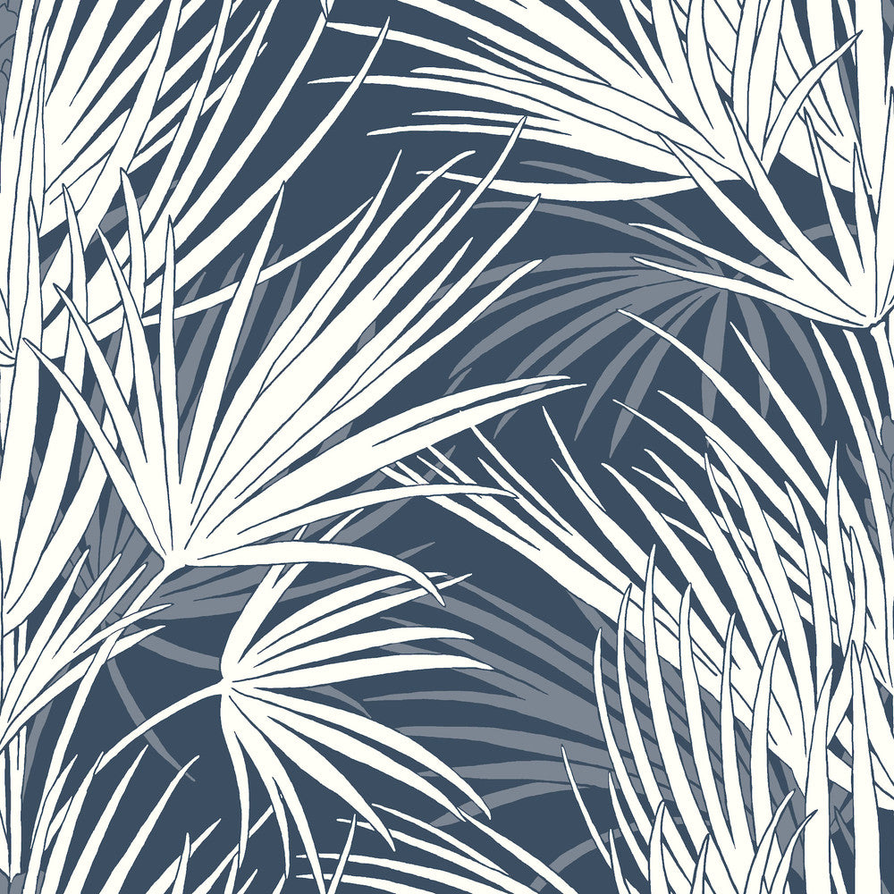 Palmetto Navy & White Wallpaper by York Wallcoverings Silhouettes Covers about 56.4 square feet 20.5-in by 33-ft long roll Prepasted 20.5 - Fabric Carolina -