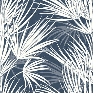 Palmetto Navy & White Wallpaper by York Wallcoverings