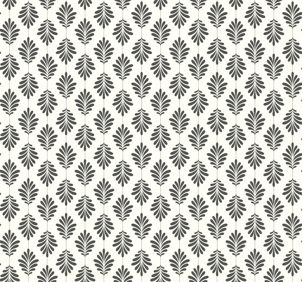 Leaflet Black & White Wallpaper by York Wallcoverings Silhouettes Covers about 60.8 square feet 27-in by 27-ft long roll Prepasted 25.25 - Fabric Carolina -