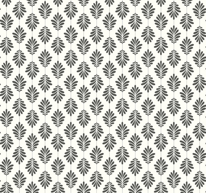 Leaflet Black & White Wallpaper by York Wallcoverings Silhouettes Covers about 60.8 square feet 27-in by 27-ft long roll Prepasted 25.25 - Fabric Carolina -