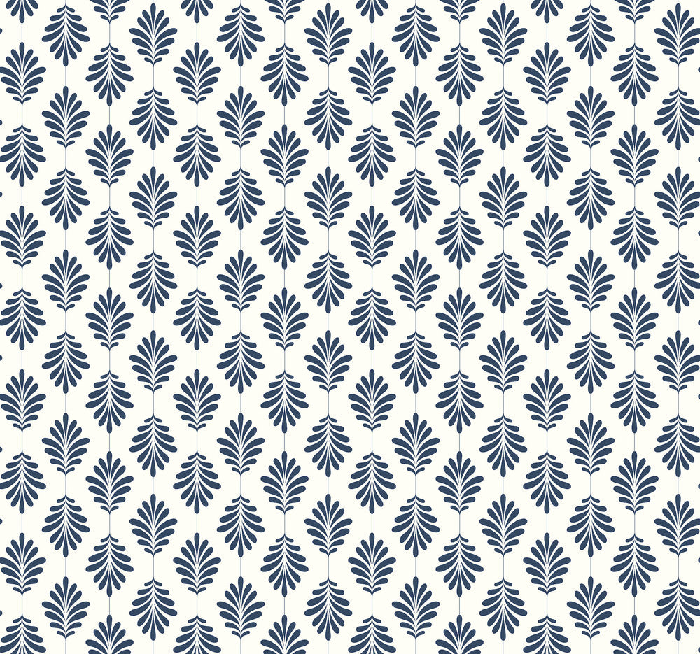Leaflet Navy Wallpaper by York Wallcoverings Silhouettes Covers about 60.8 square feet 27-in by 27-ft long roll Prepasted 25.25 - Fabric Carolina -