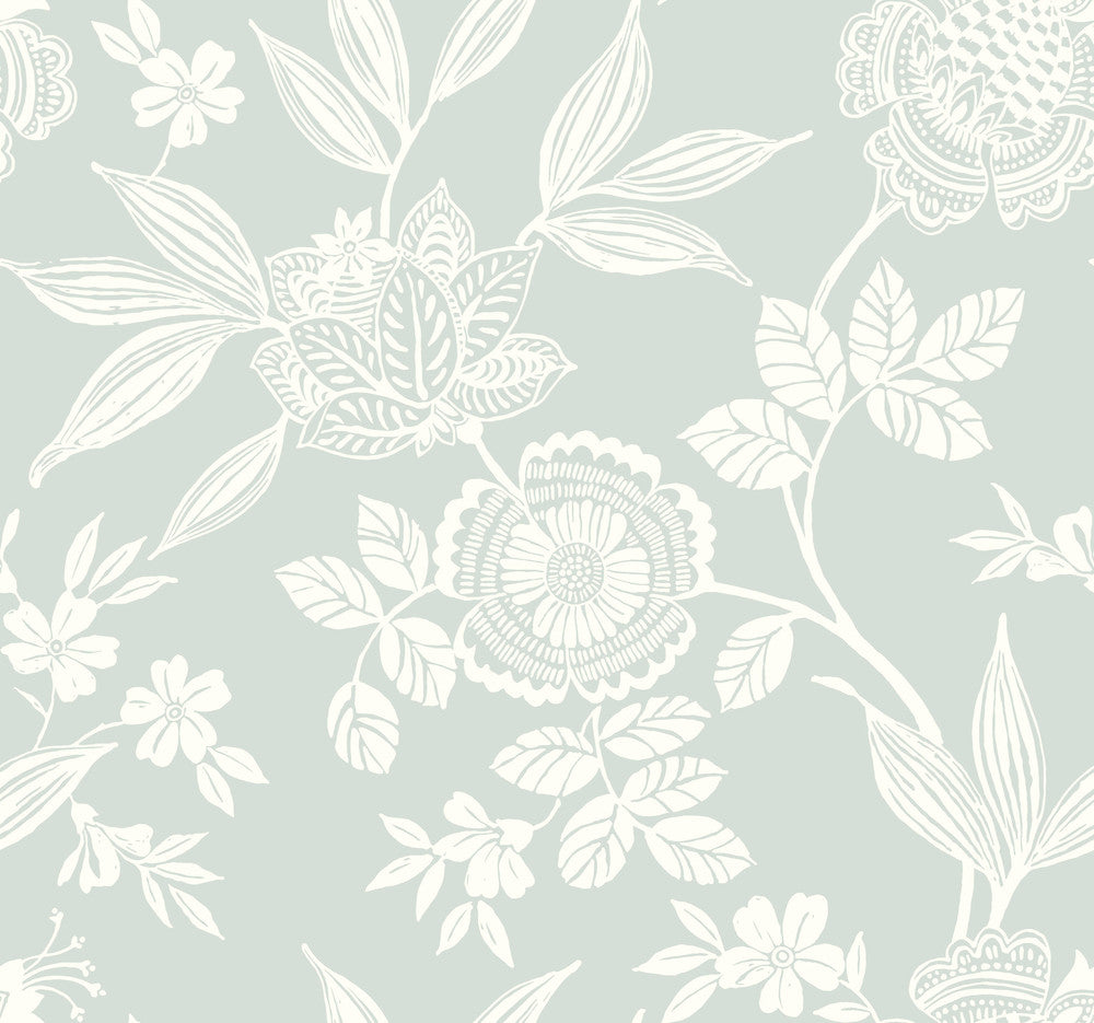 Wood Cut Jacobean Green Wallpaper by York Wallcoverings Silhouettes Covers about 60.8 square feet 27-in by 27-ft long roll Unpasted 25.25 - Fabric Carolina -