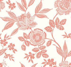 Wood Cut Jacobean Salmon Wallpaper by York Wallcoverings