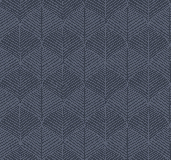 Palm Thatch Navy Wallpaper by Inspired by Color Blues II Covers about 60.8 square feet 27-in by 27-ft long roll Prepasted 25.25 - Fabric Carolina -