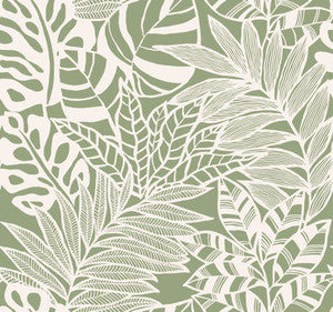 Jungle Leaves Green Wallpaper by York Wallcoverings