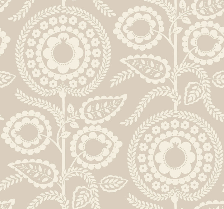 Pomegranate Bloom Off White Wallpaper by York Wallcoverings Silhouettes Covers about 60.8 square feet 27-in by 27-ft long roll Prepasted 25.25 - Fabric Carolina -
