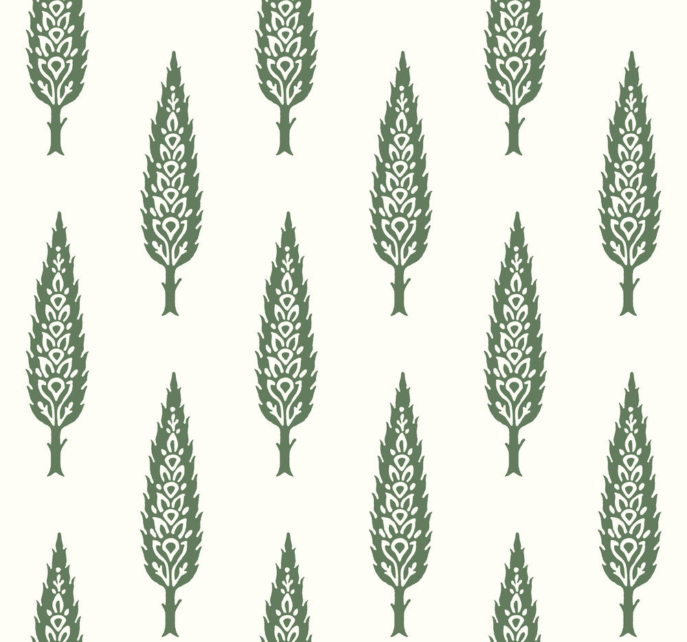 Juniper Tree Green Wallpaper by York Wallcoverings Silhouettes Covers about 60.8 square feet 27-in by 27-ft long roll Prepasted 25.25 - Fabric Carolina -