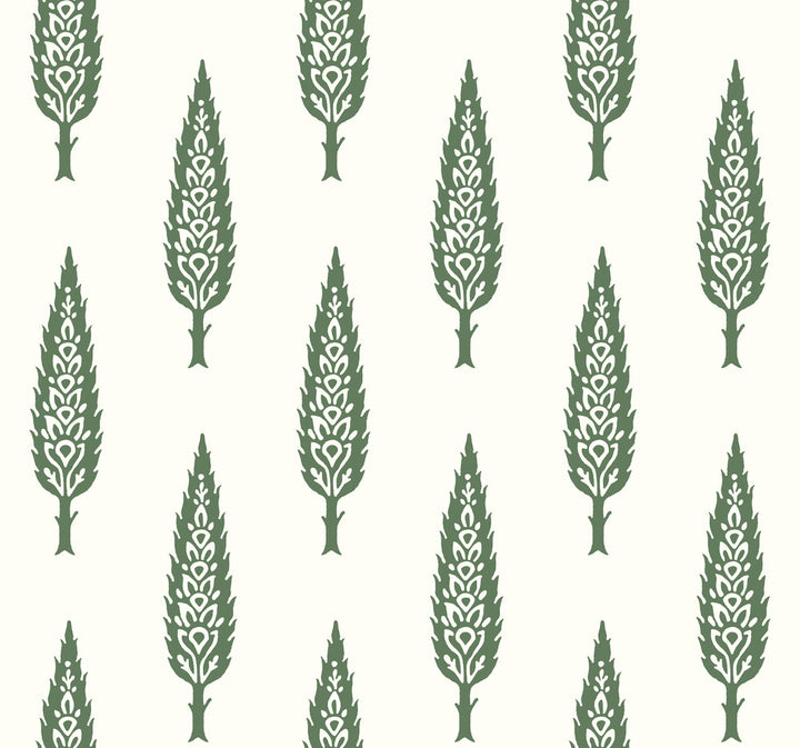 Juniper Tree Green Wallpaper by York Wallcoverings Silhouettes Covers about 60.8 square feet 27-in by 27-ft long roll Prepasted 25.25 - Fabric Carolina -