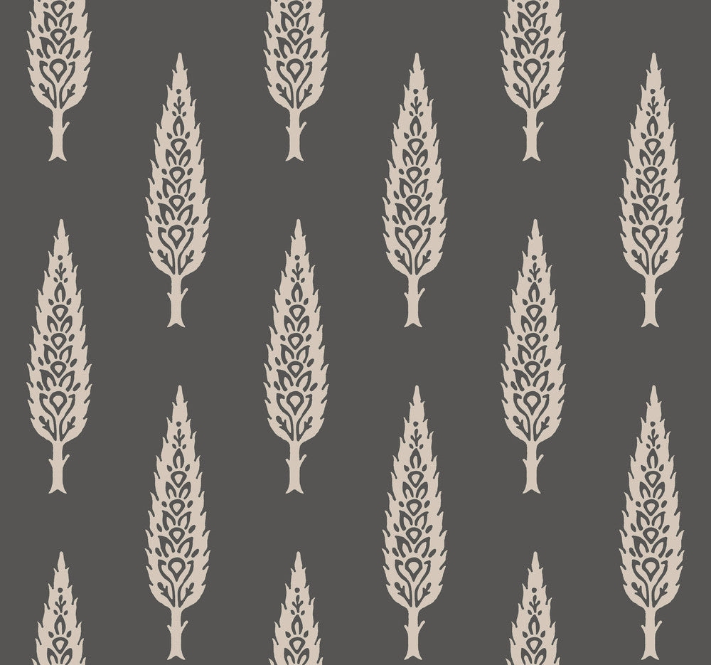 Juniper Tree Black & Taupe Wallpaper by Inspired by Color Black & White, III Covers about 60.8 square feet 27-in by 27-ft long roll Prepasted 25.25 - Fabric Carolina -