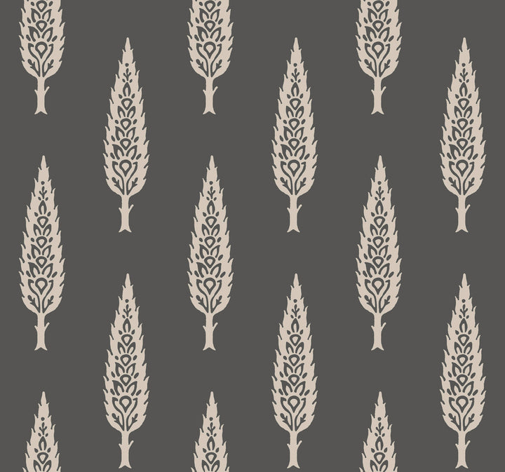 Juniper Tree Black & Taupe Wallpaper by Inspired by Color Black & White, III Covers about 60.8 square feet 27-in by 27-ft long roll Prepasted 25.25 - Fabric Carolina -
