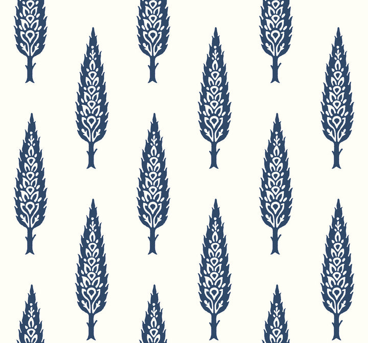 Juniper Tree Navy Wallpaper by York Wallcoverings Silhouettes Covers about 60.8 square feet 27-in by 27-ft long roll Prepasted 25.25 - Fabric Carolina -