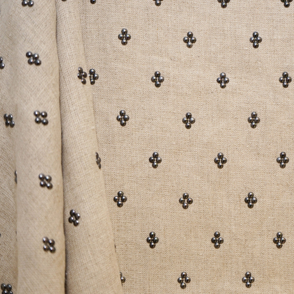 STUDLY 33SJ101 by JF Designer Fabric JF Studio 72% Linen, 28% Metallic India  Horizontal: 1.75 and Vertical: 2 54  - Swanky Fabrics -