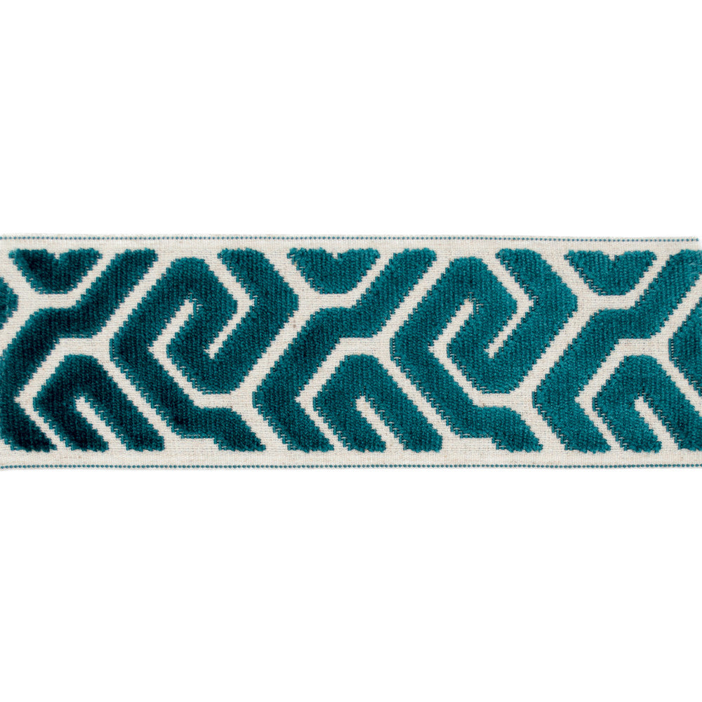 Sutton Tape Aqua by Magnolia Trim - 58% Rayon, 31% Poly, 11% Linen China Horizontal: and Vertical: 3.5 - Fabric Carolina -