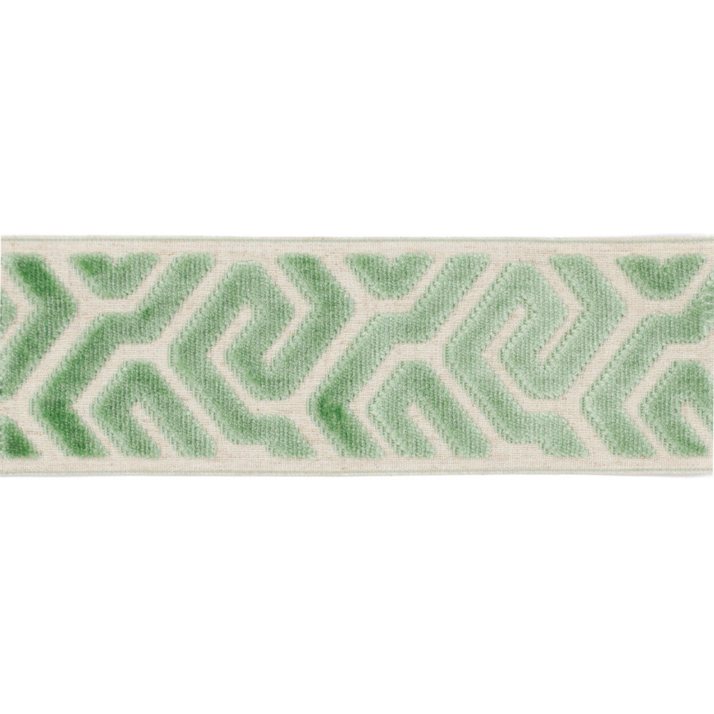 Sutton Tape Caribbean Green by Magnolia Designer Trim - 58% Rayon, 31% Poly, 11% Linen China Horizontal: and Vertical: 3.5 - Swanky Fabrics -