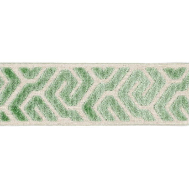 Sutton Tape Caribbean Green by Magnolia Designer Trim - 58% Rayon, 31% Poly, 11% Linen China Horizontal: and Vertical: 3.5 - Swanky Fabrics -