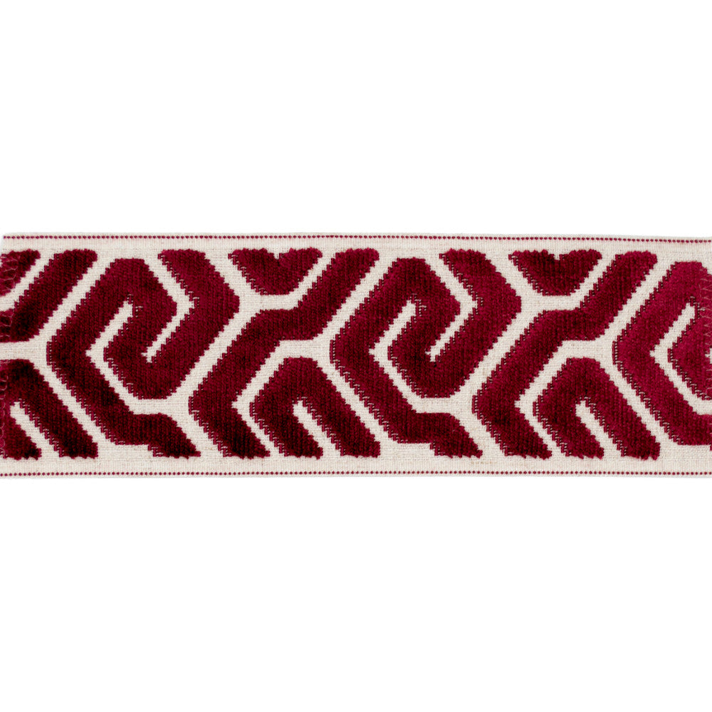Sutton Tape Crimson by Magnolia Trim - 58% Rayon, 31% Poly, 11% Linen China Horizontal: and Vertical: 3.5 - Fabric Carolina -