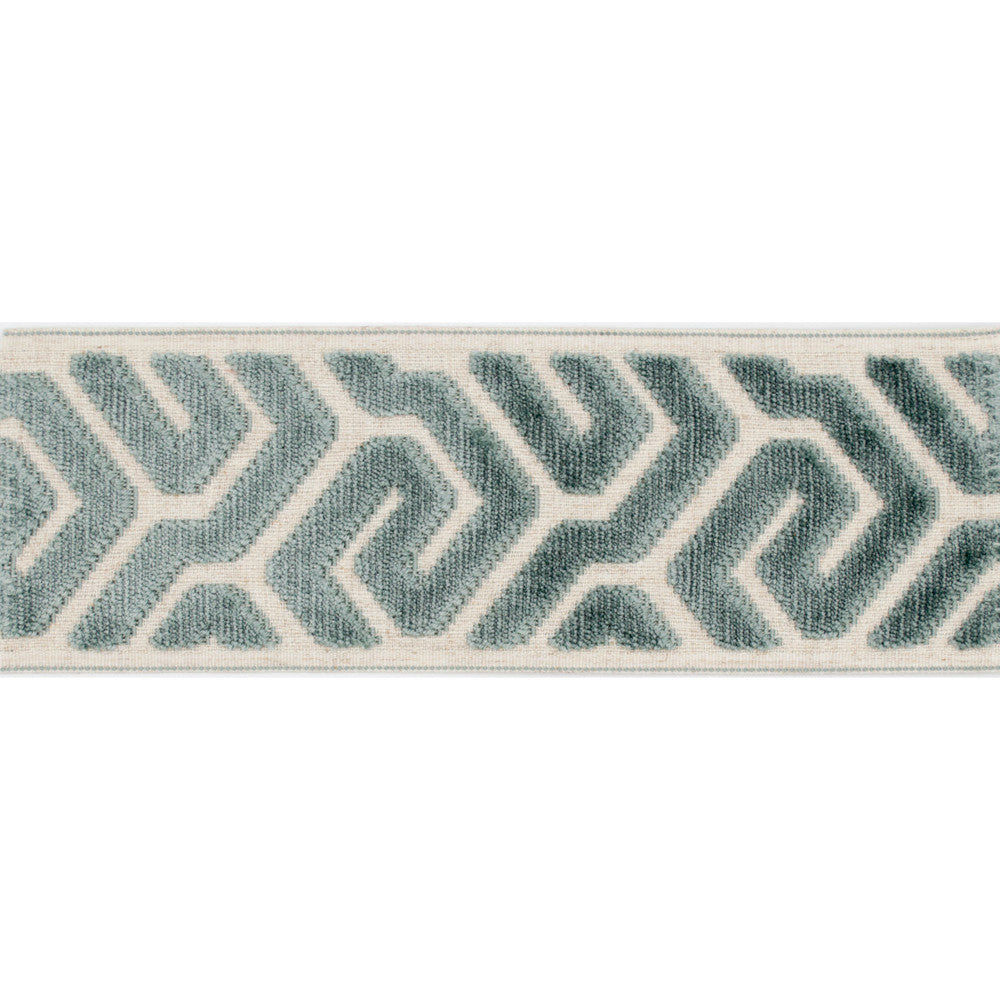 Sutton Tape Teal by Magnolia Trim - 58% Rayon, 31% Poly, 11% Linen China Horizontal: and Vertical: 3.5 - Fabric Carolina -